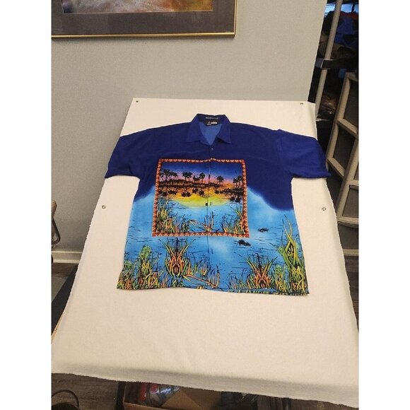 adidas Other - Adidas Button Up Hawaiian Shirt Mens Large XL Allover  Print Short Sleeve